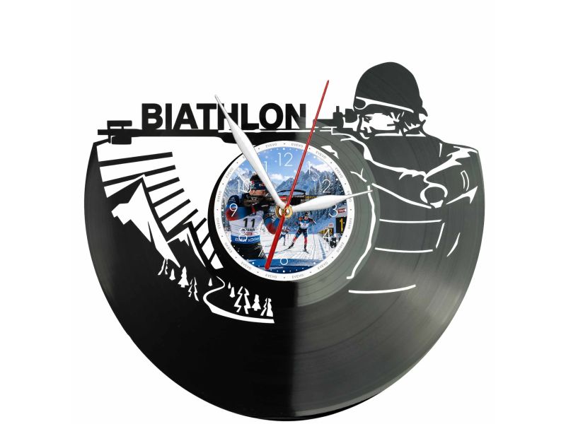 Biathlon Zegar Ścienny Z Płyty Winylowej 30x30 Cm EVEVO W0154
