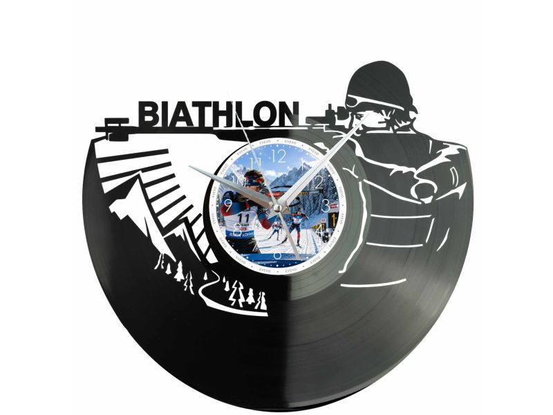 Biathlon Zegar Ścienny Z Płyty Winylowej 30x30 Cm EVEVO W0154