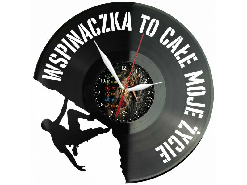 Wspinaczka Zegar Ścienny Z Płyty Winylowej 30x30 Cm EVEVO W0158