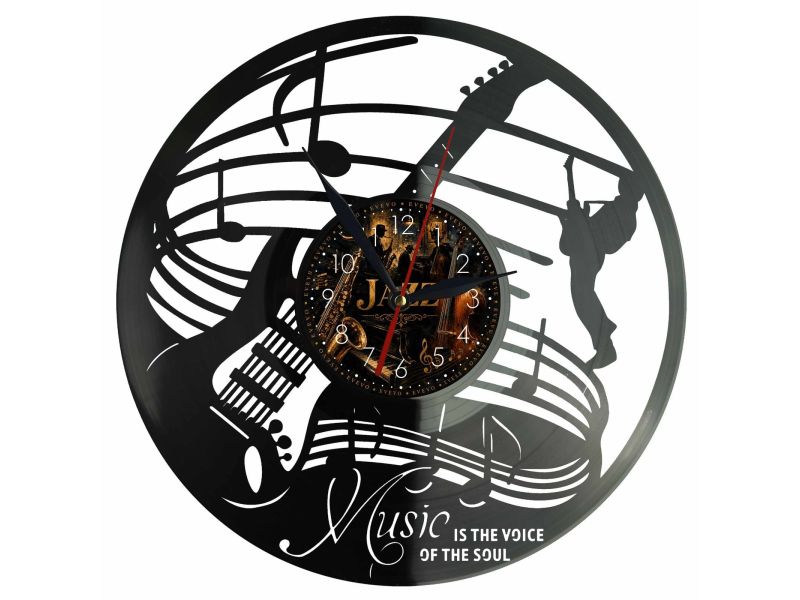 Jazz Muzyka Zegar Ścienny Z Płyty Winylowej 30x30 Cm EVEVO W0160