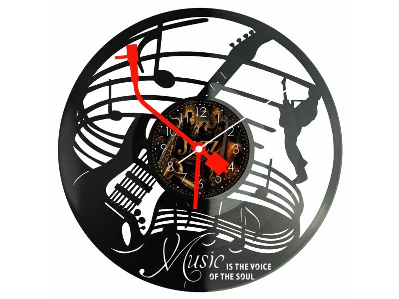 Jazz Muzyka Zegar Ścienny Z Płyty Winylowej 30x30 Cm EVEVO W0160