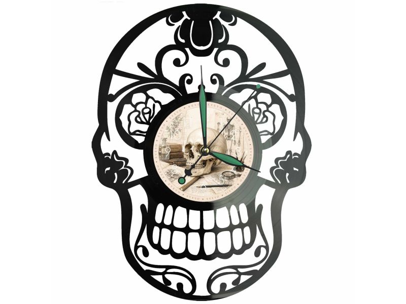 Skeleton Zegar Ścienny Z Płyty Winylowej 30x30 Cm EVEVO W0161