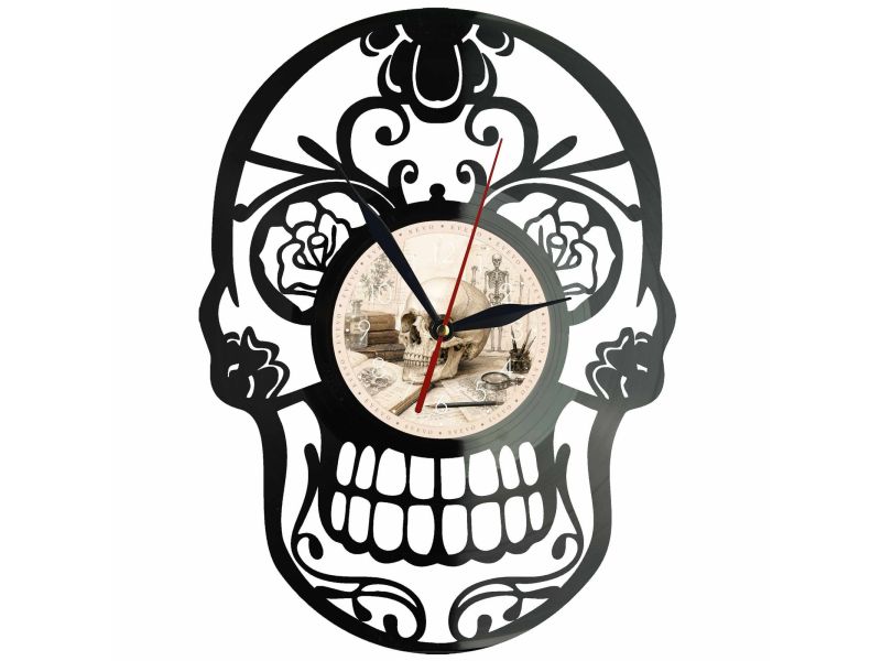 Skeleton Zegar Ścienny Z Płyty Winylowej 30x30 Cm EVEVO W0161