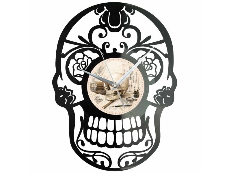 Skeleton Zegar Ścienny Z Płyty Winylowej 30x30 Cm EVEVO W0161