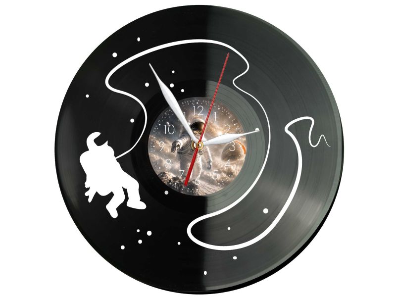 Spaceman Astronauta Zegar Ścienny Z Płyty Winylowej 30x30 Cm EVEVO W0169