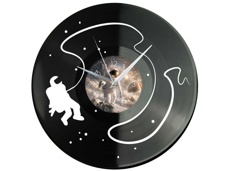 Spaceman Astronauta Zegar Ścienny Z Płyty Winylowej 30x30 Cm EVEVO W0169