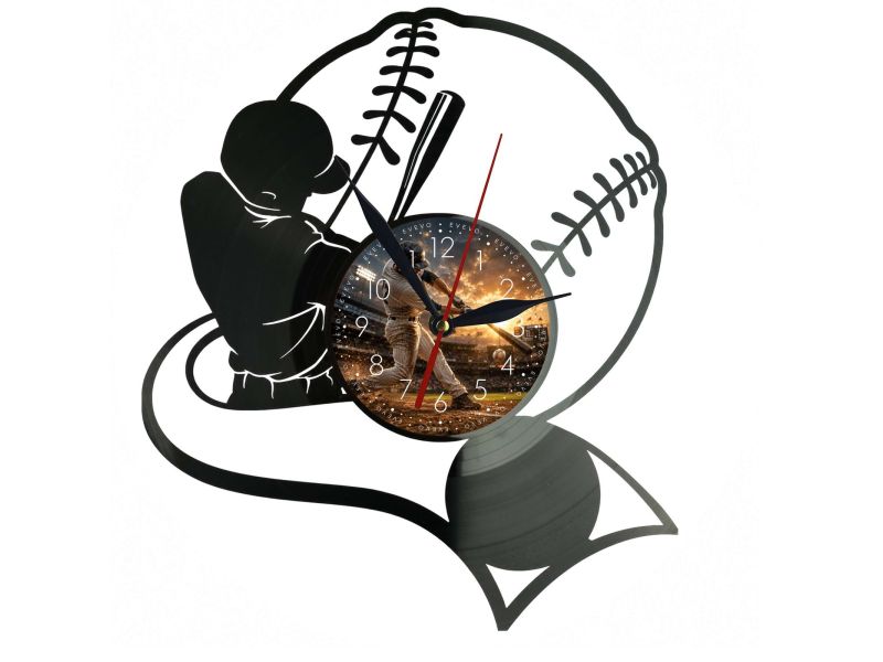 Baseball Drużyna Twoje Zdjęcie Zegar Ścienny Z Płyty Winylowej 30x30 Cm EVEVO W0171