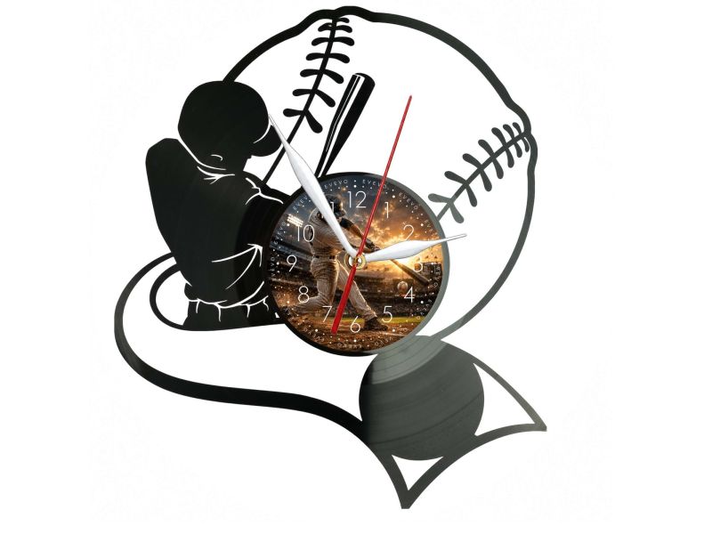 Baseball Drużyna Twoje Zdjęcie Zegar Ścienny Z Płyty Winylowej 30x30 Cm EVEVO W0171