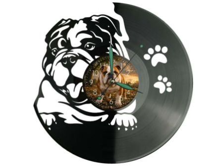 Bulldog Angielski Pies Twoje Zdjęcie Zegar Ścienny Z Płyty Winylowej 30x30 Cm EVEVO W0172