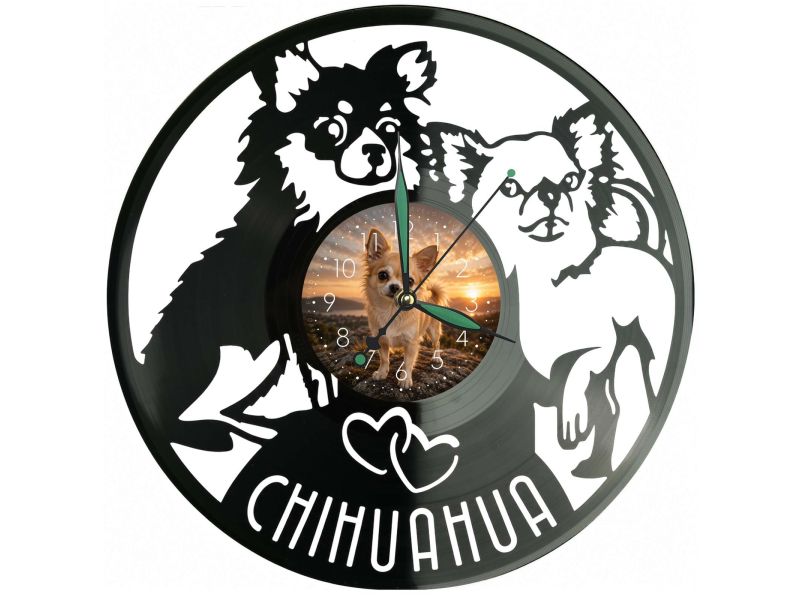 Chihuahua Pies Zegar Ścienny Z Płyty Winylowej 30x30 Cm EVEVO W0177