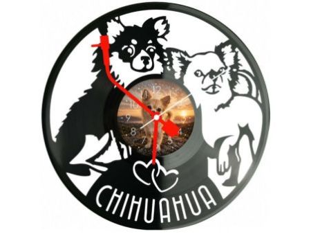 Chihuahua Pies Zegar Ścienny Z Płyty Winylowej 30x30 Cm EVEVO W0177