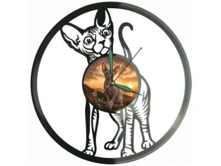 Peterbald Kot Zegar Ścienny Z Płyty Winylowej 30x30 Cm EVEVO W0180