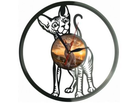 Peterbald Kot Zegar Ścienny Z Płyty Winylowej 30x30 Cm EVEVO W0180