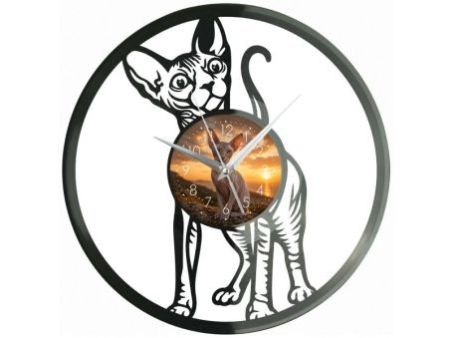 Peterbald Kot Zegar Ścienny Z Płyty Winylowej 30x30 Cm EVEVO W0180
