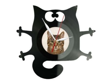 Kot Zegar Ścienny Z Płyty Winylowej 30x30 Cm EVEVO W0190