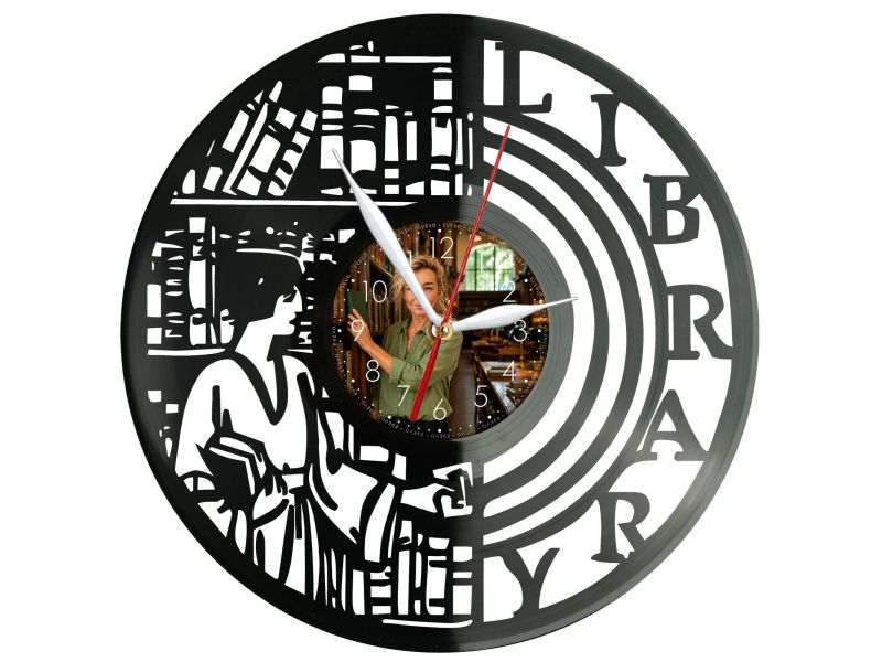 Zegar Bibliotekarza Z Płyty Winylowej Prezent Upominek Personalizacja EVEVO W0199
