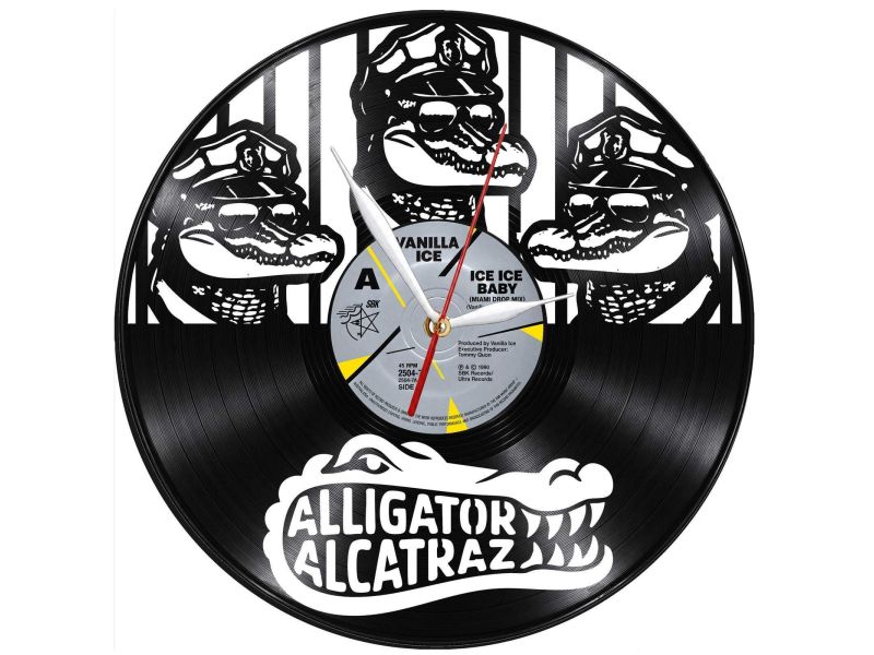 Alligator Alcatraz Zegar Ścienny Z Płyty Winylowej Prezent Upominek Personalizacja EVEVO Z0244
