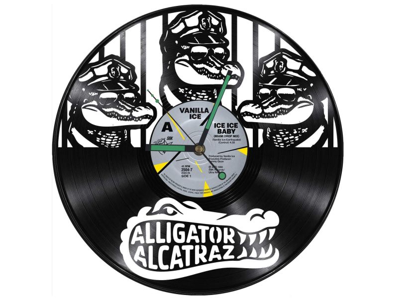 Alligator Alcatraz Zegar Ścienny Z Płyty Winylowej Prezent Upominek Personalizacja EVEVO Z0244