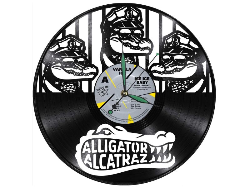Alligator Alcatraz Zegar Ścienny Z Płyty Winylowej Prezent Upominek Personalizacja EVEVO Z0244
