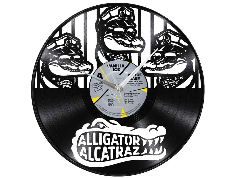 Alligator Alcatraz Zegar Ścienny Z Płyty Winylowej Prezent Upominek Personalizacja EVEVO Z0244