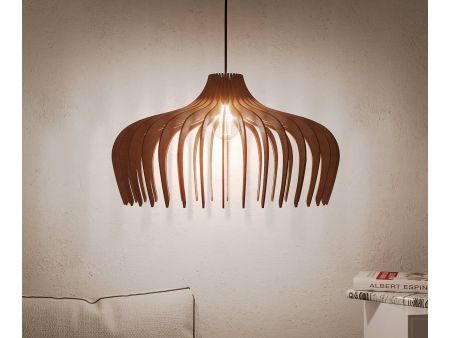 L0067 LAMPA WISZĄCA NOWOCZESNA RĘCZNIE ROBIONA DREWNIANA ŻYRANDOL ABAŻUR DREWNO PREZENT EVEVO