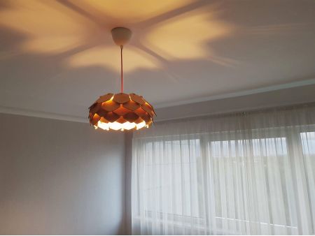 LAMPA WISZĄCA SUFITOWA RĘCZNIE ROBIONA DREWNIANA ŻYRANDOL EVEVO L0093