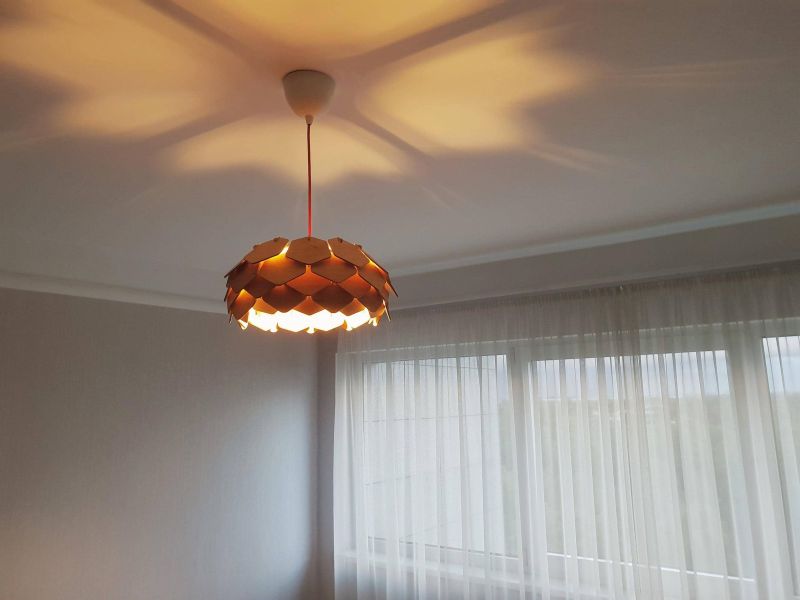 LAMPA WISZĄCA SUFITOWA RĘCZNIE ROBIONA DREWNIANA ŻYRANDOL EVEVO L0093