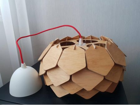 LAMPA WISZĄCA SUFITOWA RĘCZNIE ROBIONA DREWNIANA ŻYRANDOL EVEVO L0093