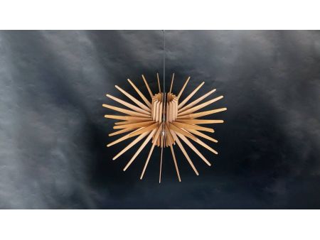 LAMPA WISZĄCA SUFITOWA RĘCZNIE ROBIONA DREWNIANA ŻYRANDOL EVEVO L0095