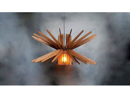 LAMPA WISZĄCA SUFITOWA RĘCZNIE ROBIONA DREWNIANA ŻYRANDOL EVEVO L0095