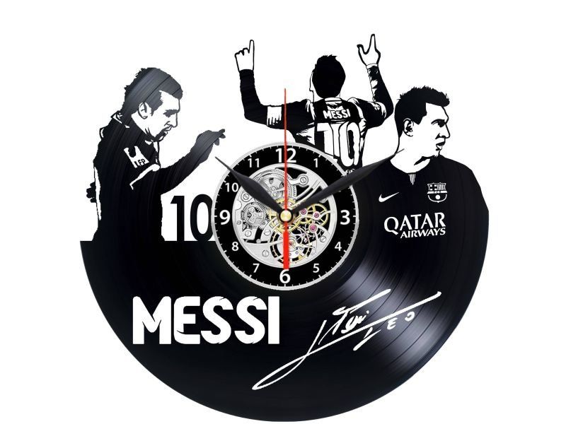 LIONEL MESSI BARCELONA ZEGAR ŚCIENNY DEKORACYJNY NOWOCZESNY PŁYTA WINYLOWA WINYL NA PREZENT EVEVO EVEVO.PL W0709