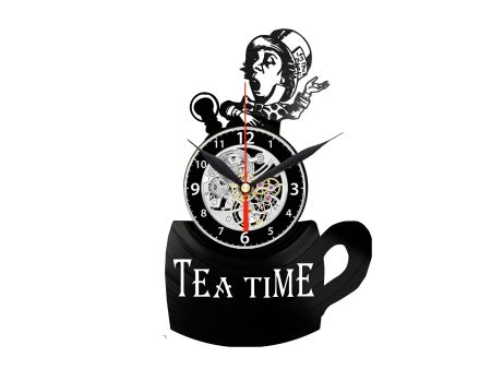 TEA TIME ZEGAR ŚCIENNY DEKORACYJNY NOWOCZESNY PŁYTA WINYLOWA WINYL NA PREZENT EVEVO EVEVO.PL