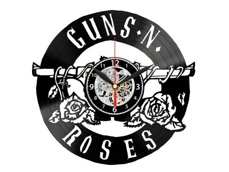 GUNS AND ROSES ZEGAR ŚCIENNY DEKORACYJNY NOWOCZESNY PŁYTA WINYLOWA WINYL NA PREZENT EVEVO EVEVO.PL