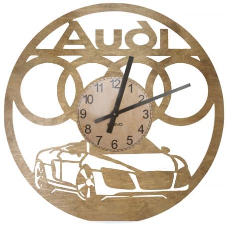 Audi Zegar Ścienny Drewniany