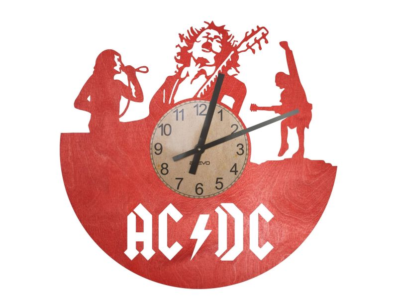 ACDC Zegar Ścienny Drewniany