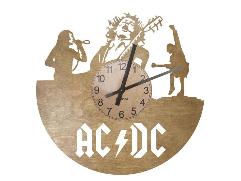 ACDC Zegar Ścienny Drewniany