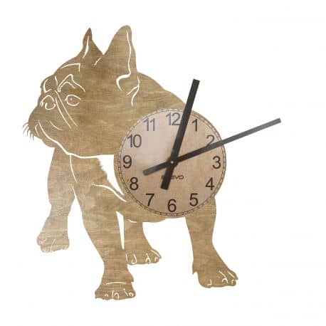 Pies Buldog Francuski Zegar Ścienny Drewniany