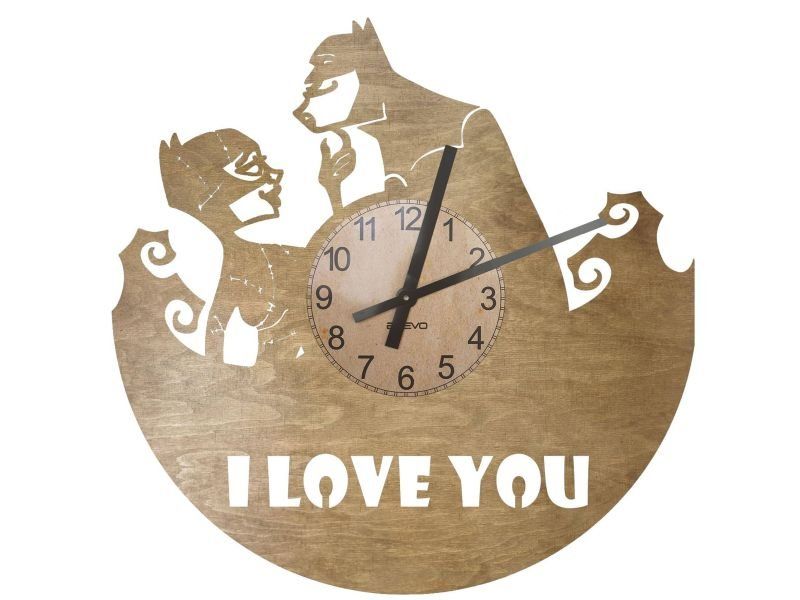 Batman Love Zegar Ścienny Drewniany Dekoracyjny Nowoczesny na Prezent 3 Kolory