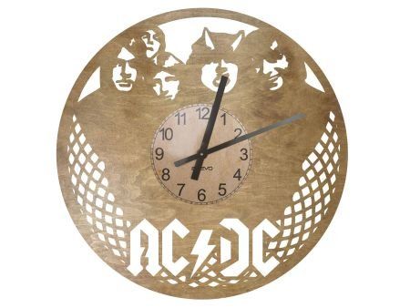 ACDC Zegar Ścienny Drewniany