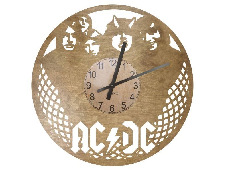 ACDC Zegar Ścienny Drewniany