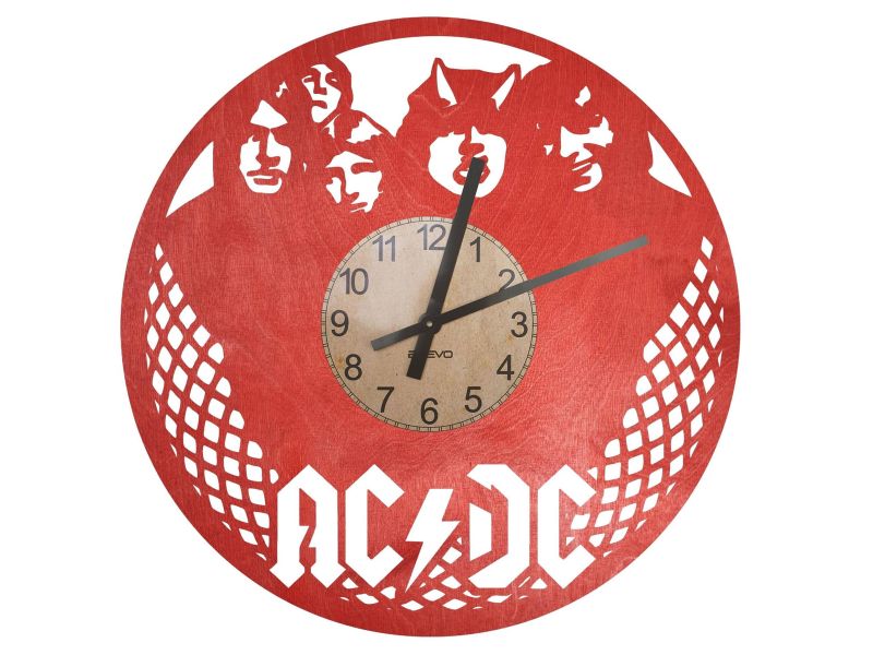 ACDC Zegar Ścienny Drewniany