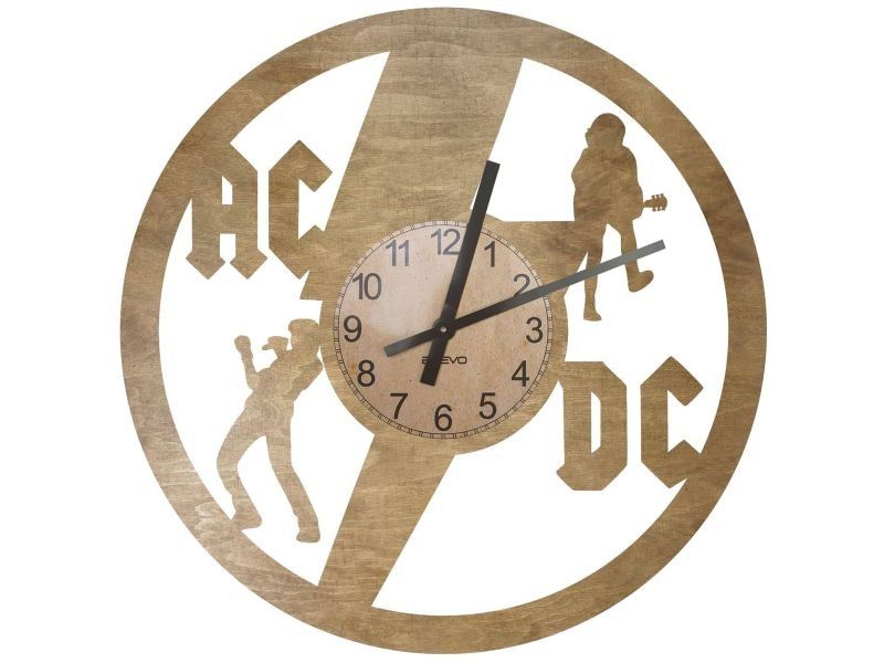 ACDC Zegar Ścienny Drewniany
