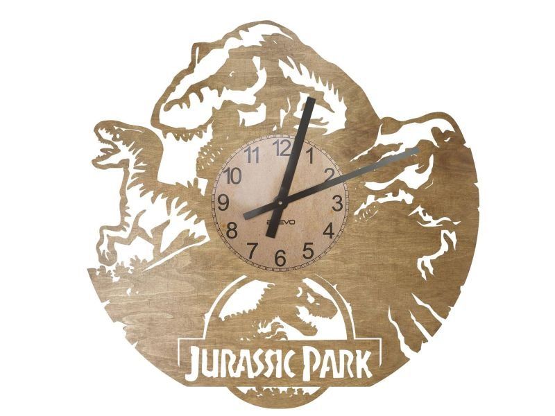 Jurassic Park Zegar Ścienny Drewniany Dekoracyjny Nowoczesny na Prezent 3 Kolory