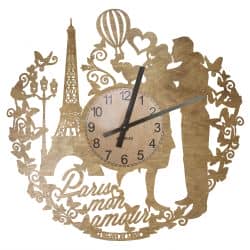 PARIS FRANCE MON AMOUR Zegar Ścienny Drewniany Dekoracyjny Nowoczesny na Prezent 
109 Kolorów