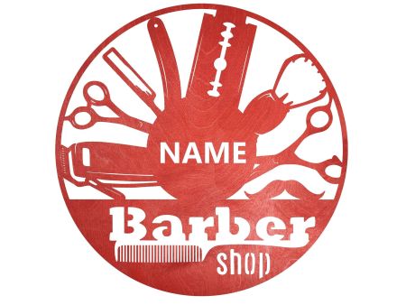 Barber Shop Twoja Nazwa Dekoracja Drewniana Dla Niej lub Dla Niego na Prezent 109 Kolorów do Wyboru