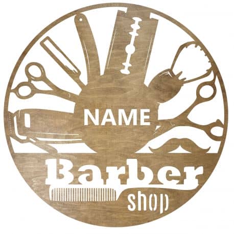 Barber Shop Twoja Nazwa Dekoracja Drewniana Dla Niej lub Dla Niego na Prezent 109 Kolorów do Wyboru