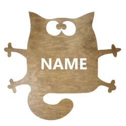Kot Twoje Imię Dekoracja Drewniana Dla Niej lub Dla Niego na Prezent 109 Kolorów do Wyboru