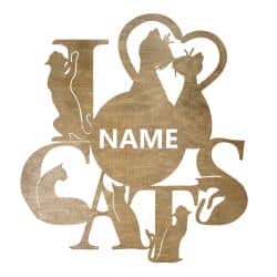 Koty Kot Twoje Imię Dekoracja Drewniana Ścienna Dla Niej lub Dla Niego na Prezent 109 Kolorów do Wyboru