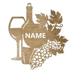 Wino Twoja Nazwa Dekoracja Drewniana Dla Niej lub Dla Niego na Prezent 109 Kolorów do Wyboru