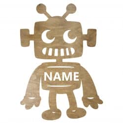 Robot Twoje Imie Dekoracja Drewniana Dla Niej lub Dla Niego na Prezent 109 Kolorów do Wyboru